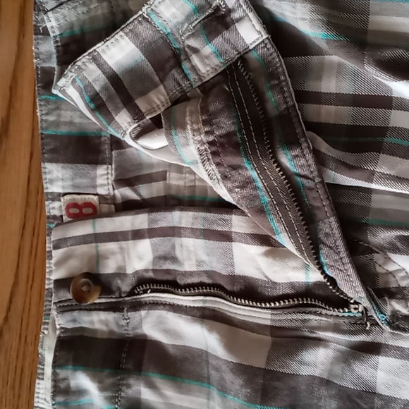 Mossimo Supply Co Men's Cargo Shorts Plaid Brown n Cream w Mint Stripe SZ 38 - Picture 13 of 16